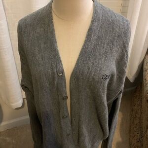 Vintage IZOD Lacoste Women's Gray 100 acrylic Cardigan Golf Sweater Size Large